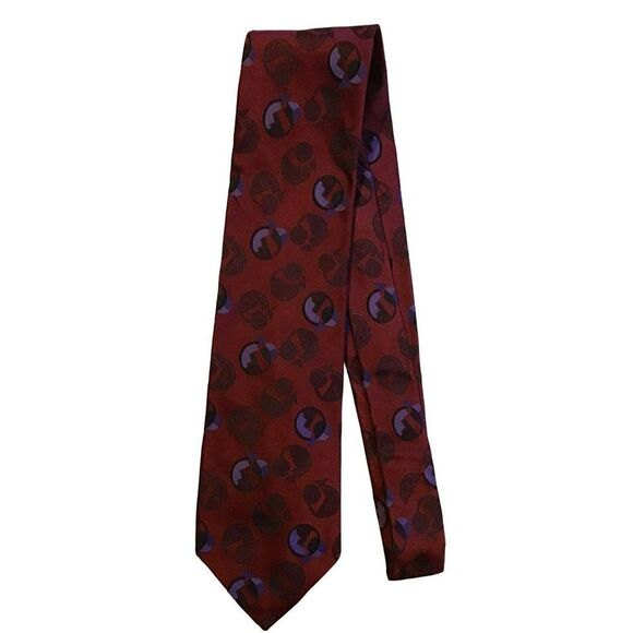 5/$15 XMI Silk Tie Blue Red Geometric 61in Men's New - Picture 1 of 6